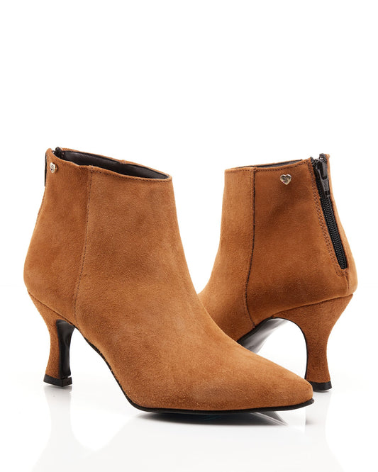 Tronchetto tacco a coda in camoscio cuoio -6003CU