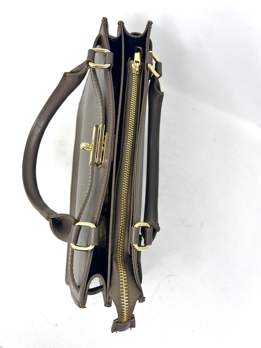 Borsa rigida doppio soffietto vitello taupe -9782TA