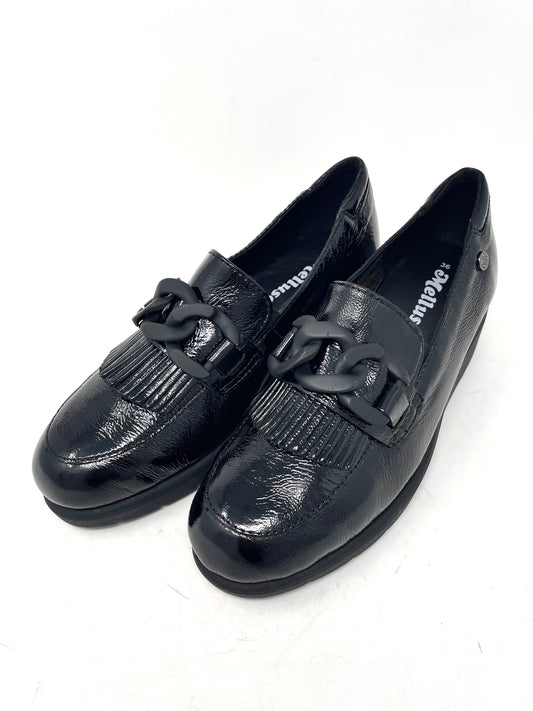 Mocassino con frangia nero -K55272N