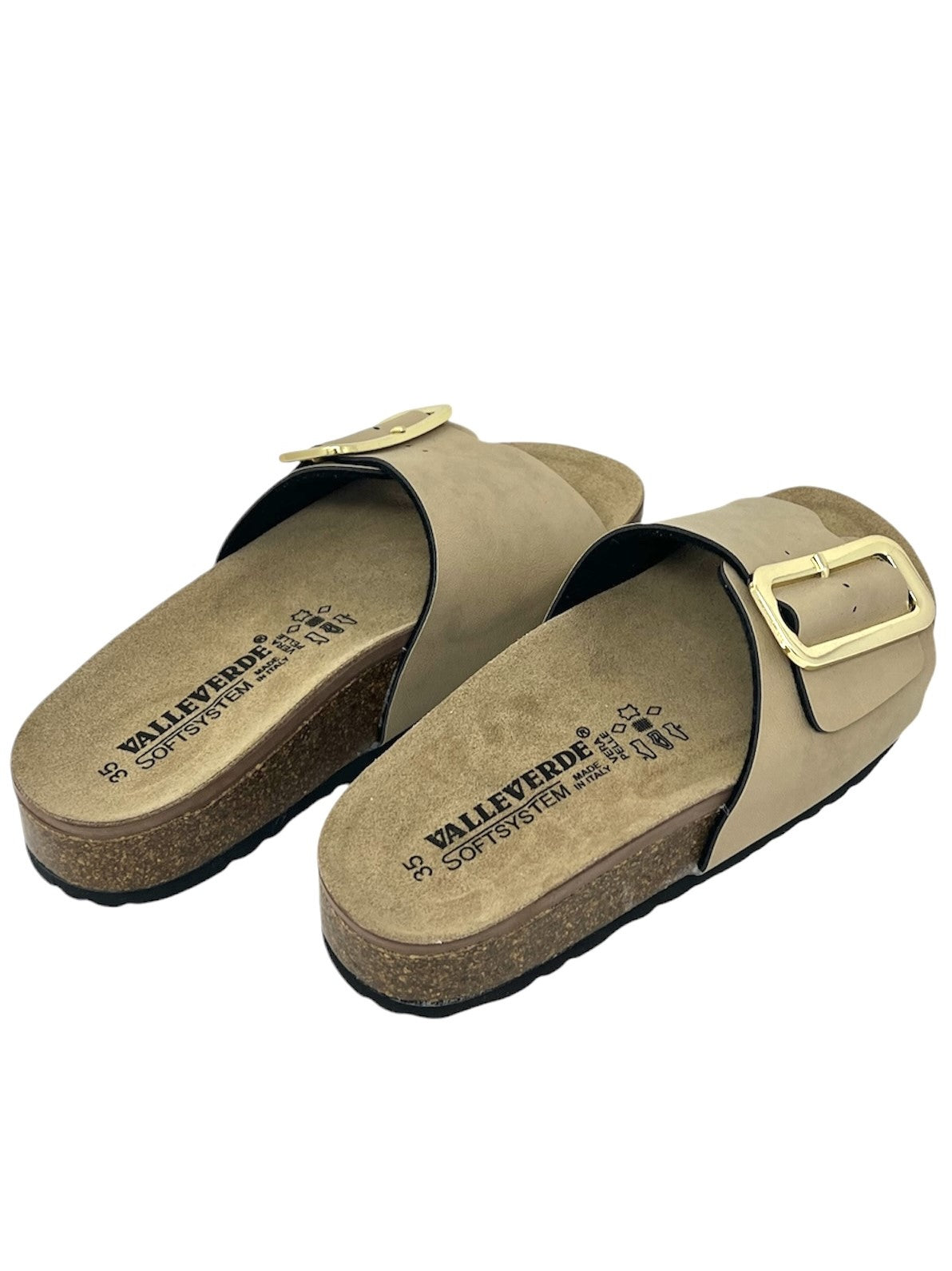 Ciabatta con fibbia tipo fussbett sabbia - VH31836