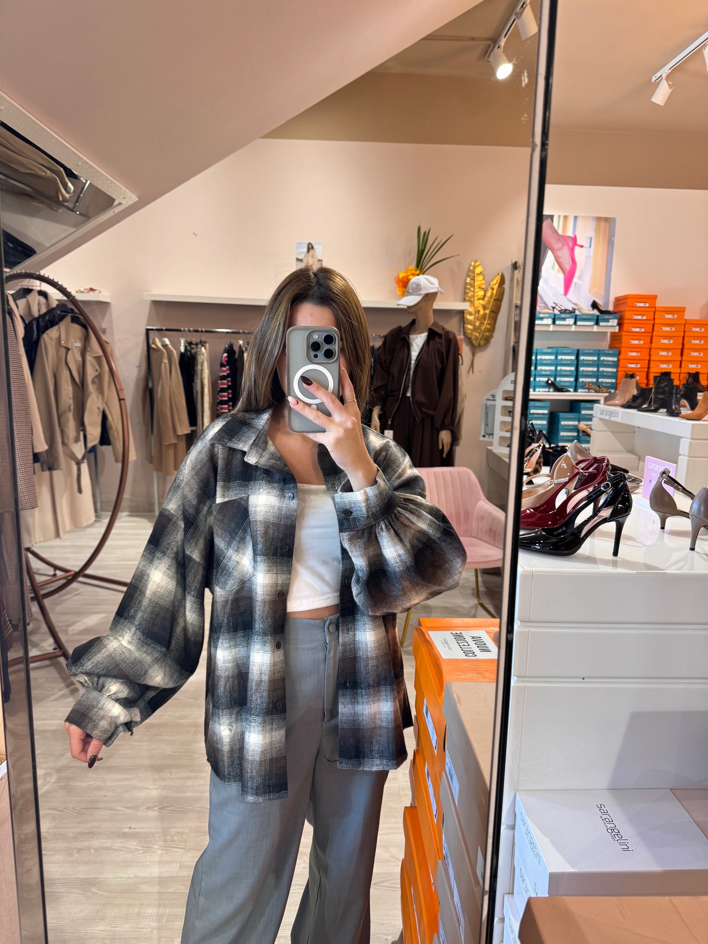 Camicia a scacchi nero