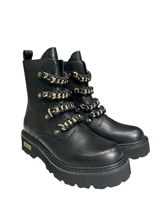 Stivaletto in pelle Cult nero catene oro -CLW4354