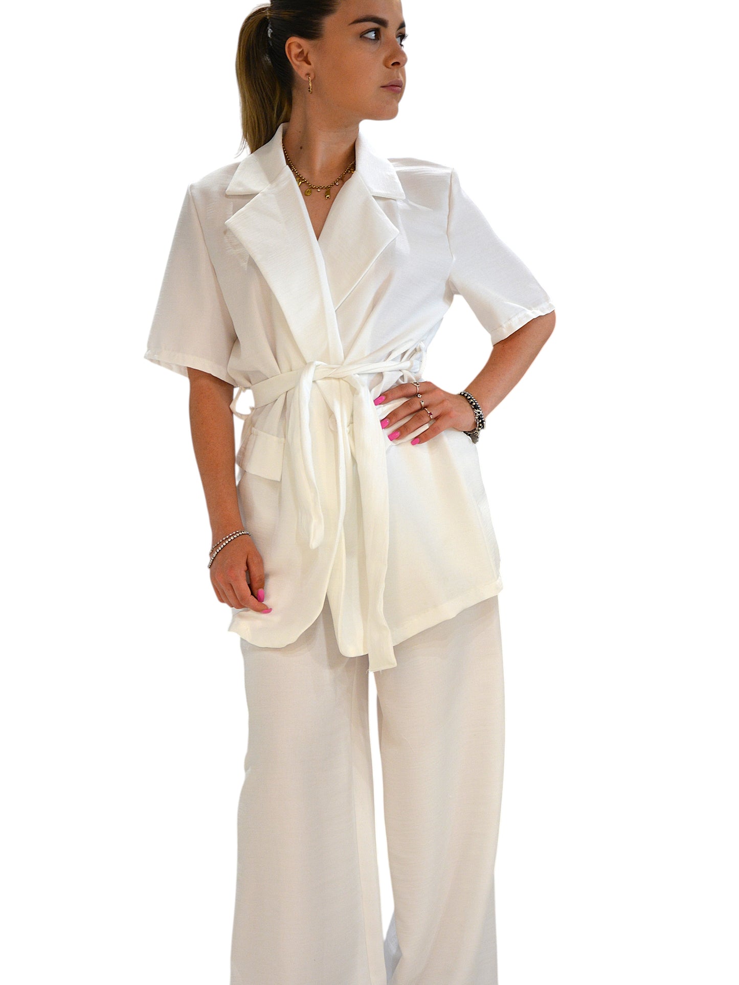 Completo giacca e pantalone bianco - 8862