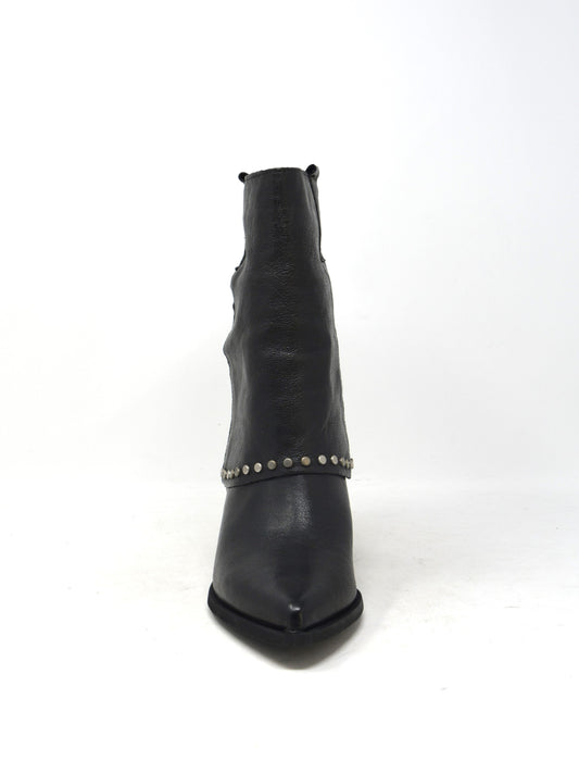 Stivali texani in pelle con risvolto  -BLANCA