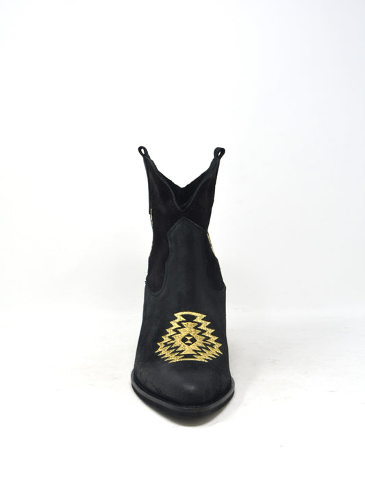 Texano nero ricamato oro - VMD02A