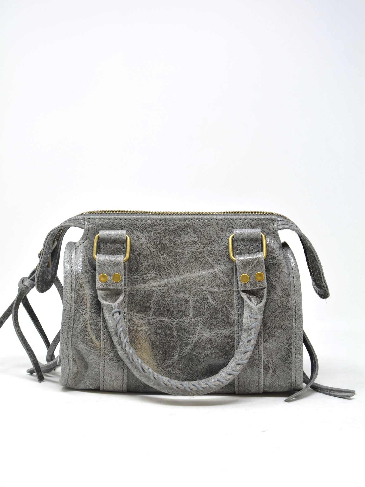 Mini bag in pelle con frange