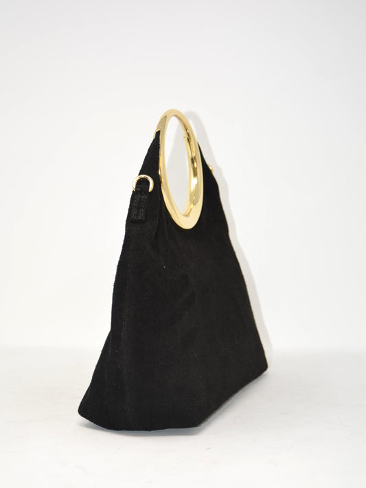 Borsa in camoscio occhiello oro -6054