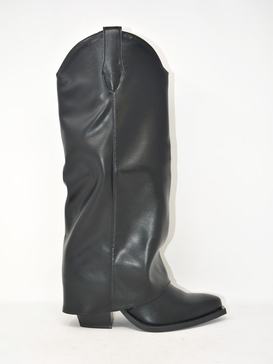 Texano nero con risvolto -A9800