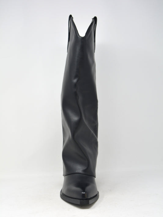 Texano nero con risvolto -A9800