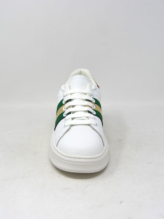 Sneaker in pelle inserti green -W01470