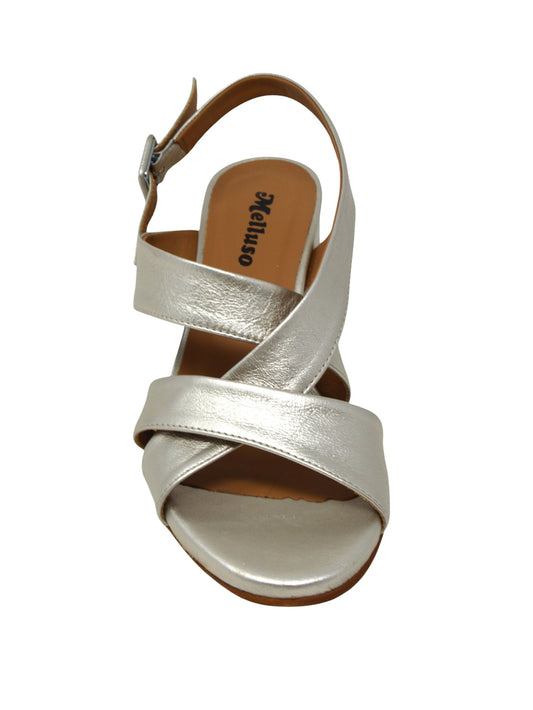 Sandalo con tacco pelle avana -N637