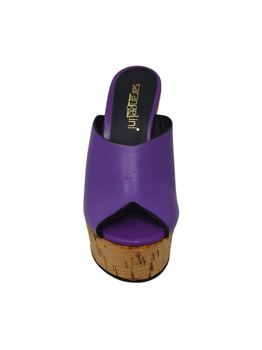 Ciabatta zeppa sughero viola - LIB401V