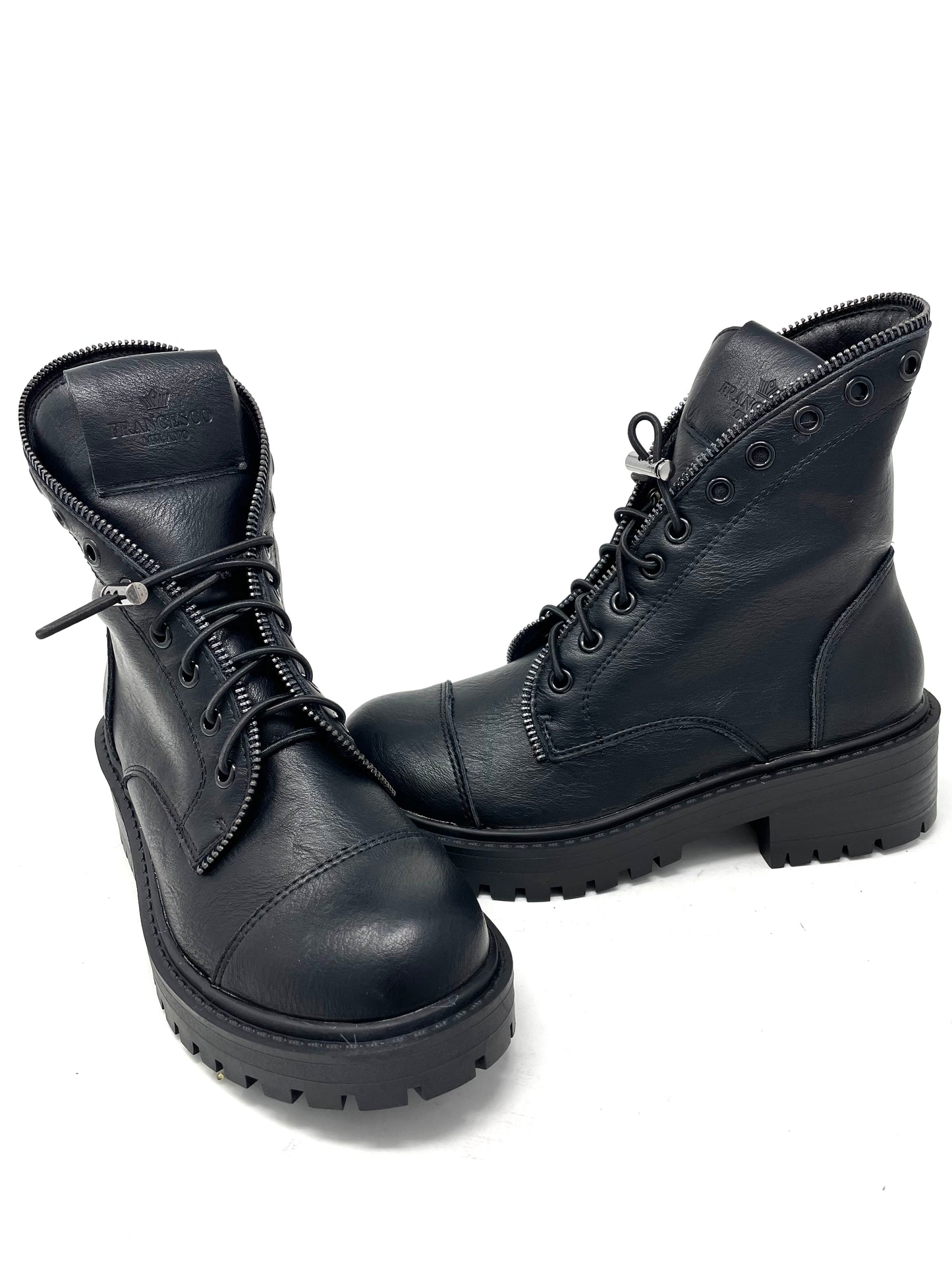 Anfibio profilo zip fondo carro pelle nero - B1901AN