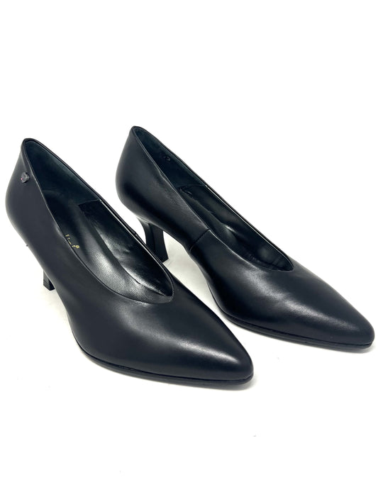 Decolletè scollo uovo pelle nero -P61A3N