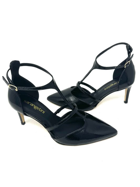 Slingback con cinturini vernice nera -2447H