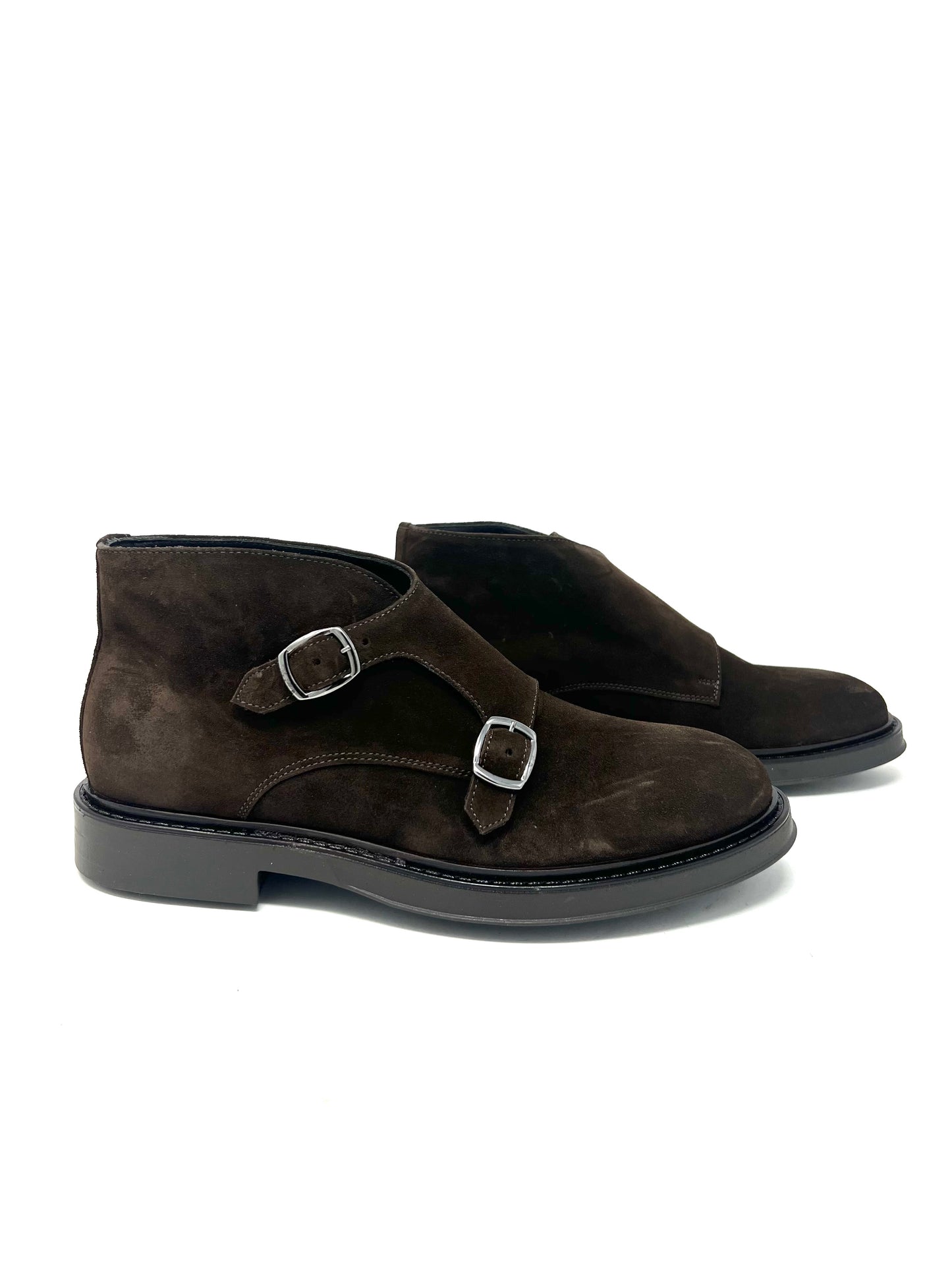 Desert boot con fibbie camoscio marrone t. moro -DOC18TM