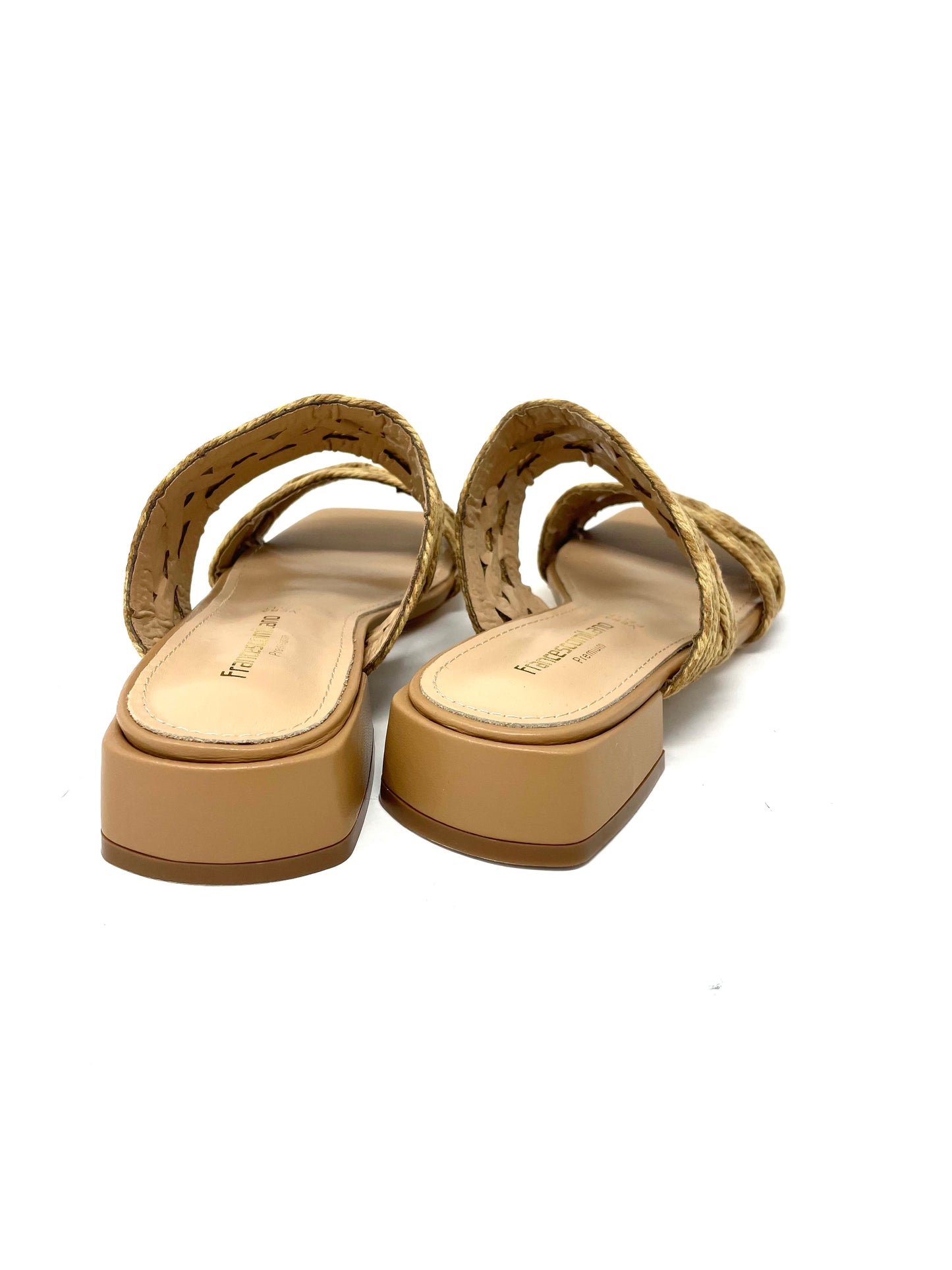 Ciabattina doppia fascia rafia -C1710K