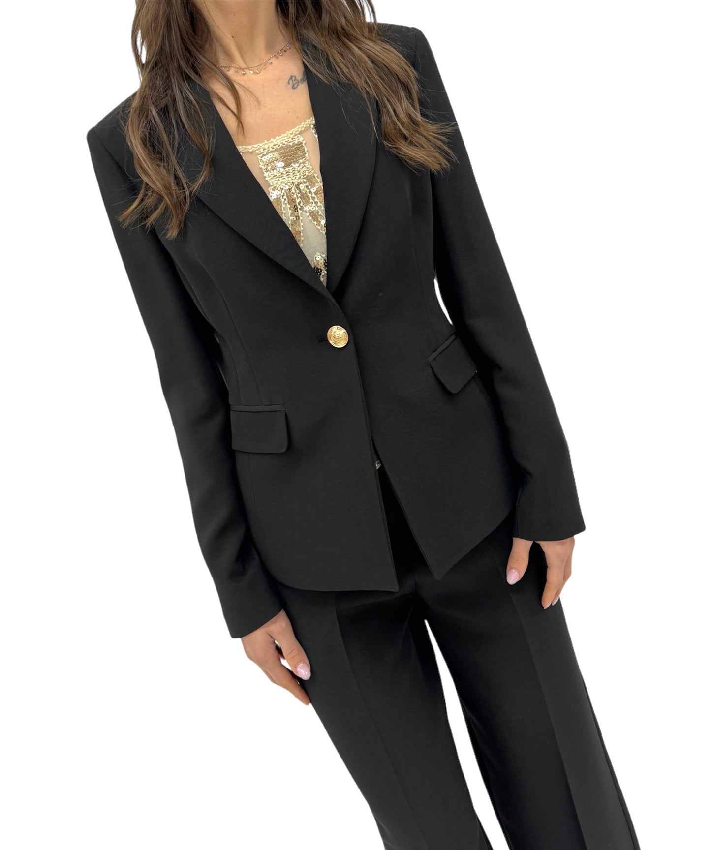 Giacca monopetto bottone militare -B38056