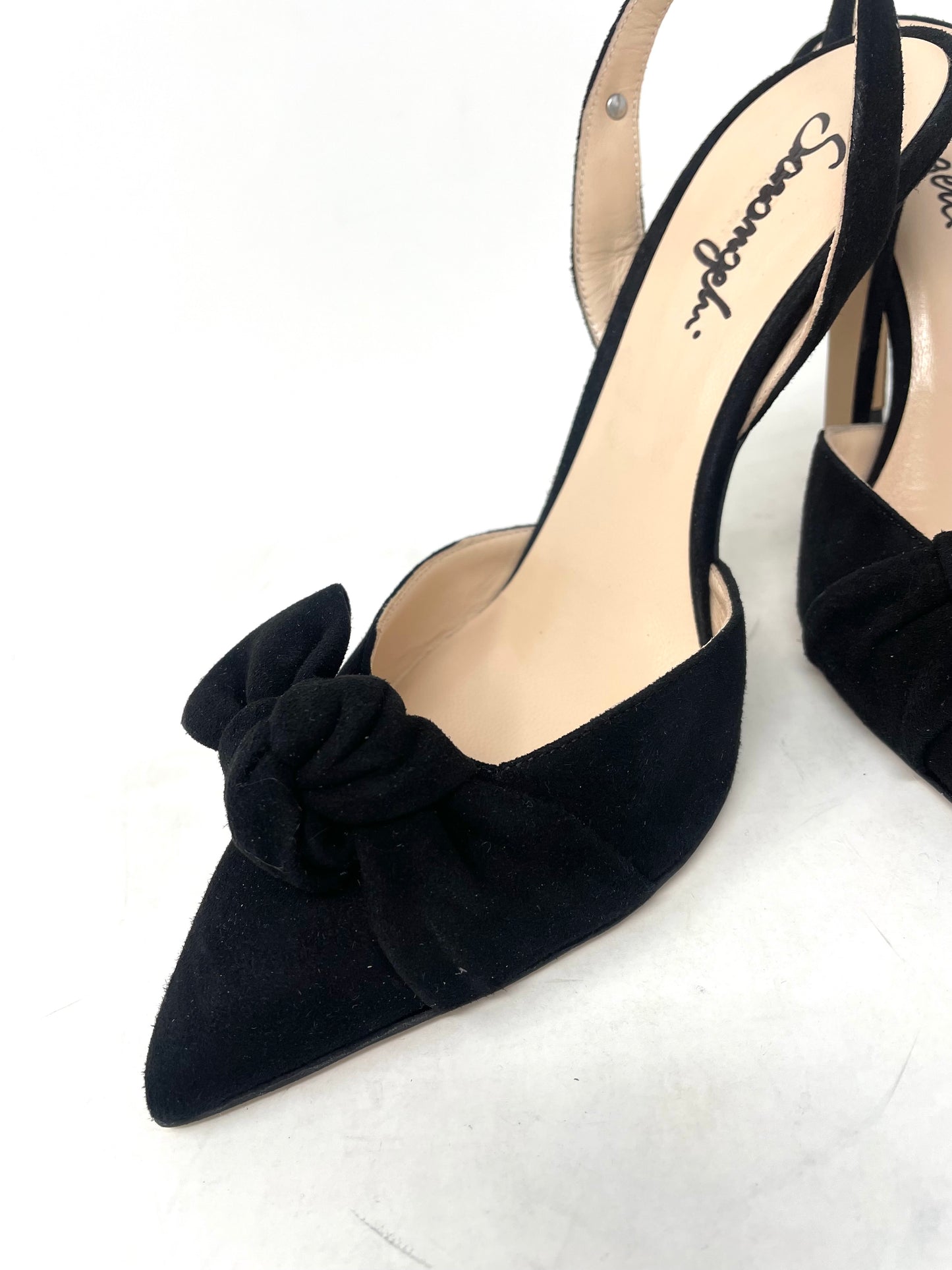 Slingback in camoscio, fiocco frontale, tacco 100mm - 695012E