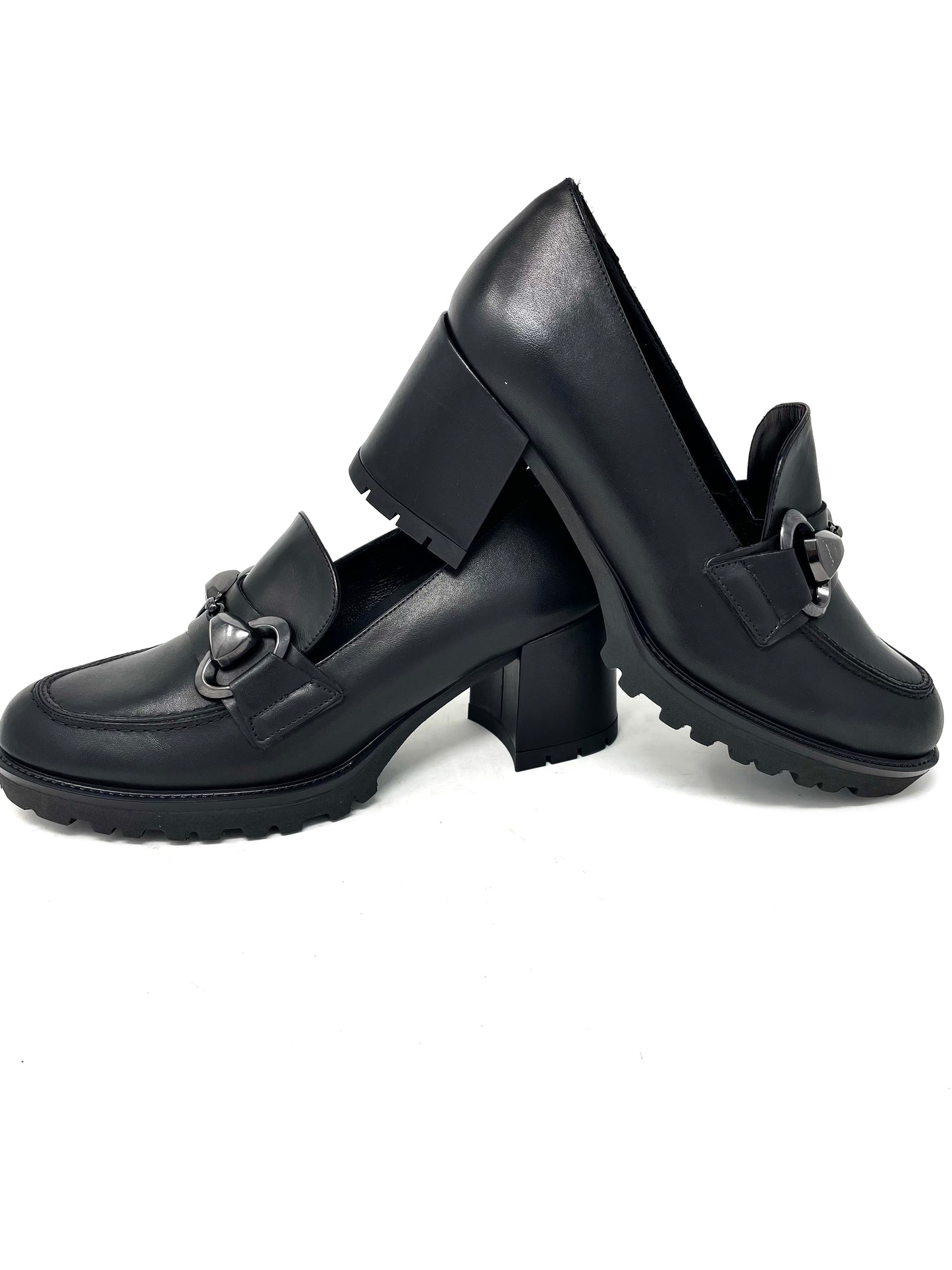 Mocassino con tacco chunky nero -L5255N