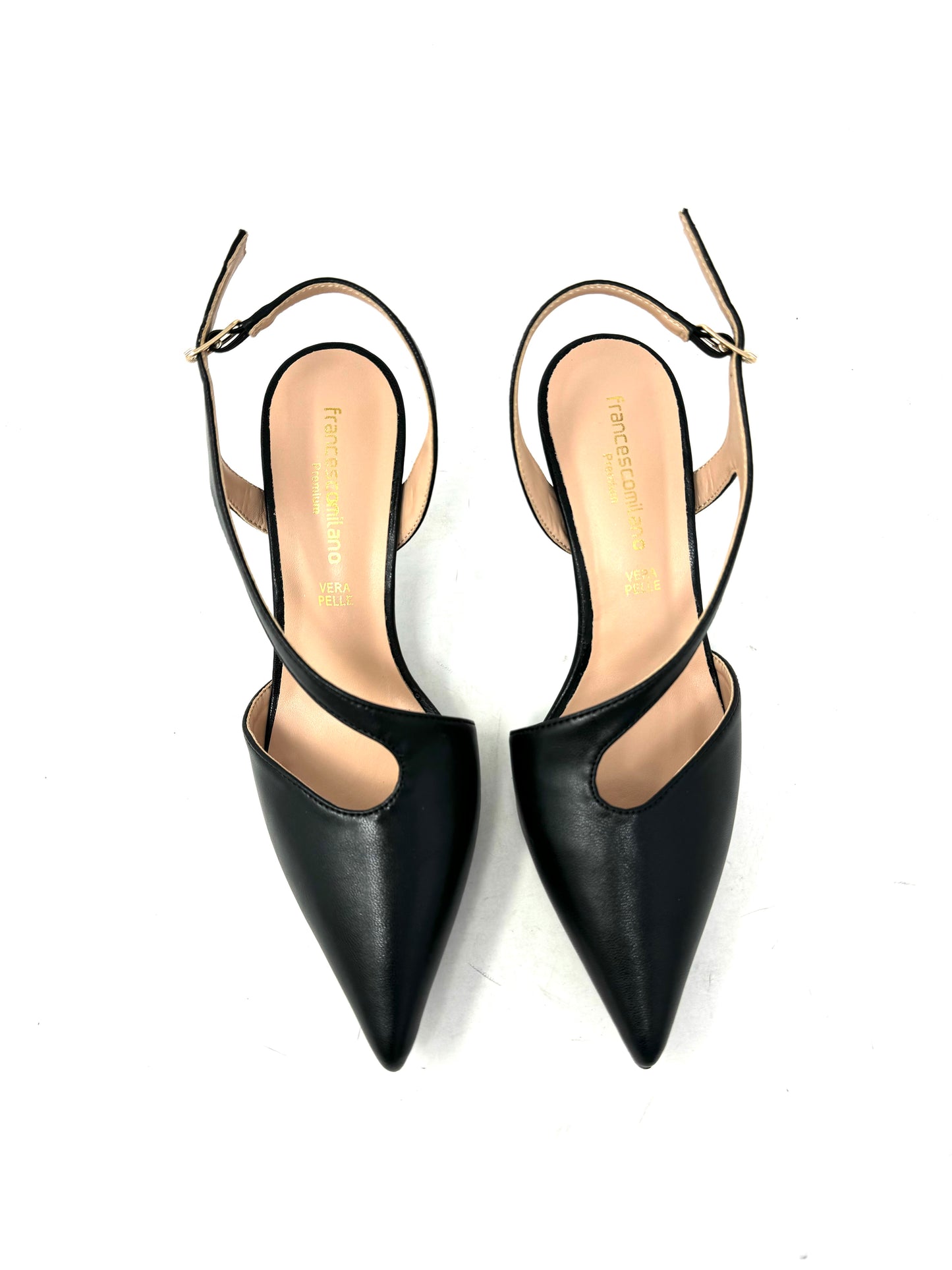 Slingback cinturino trasversale pelle nero - A0813AN