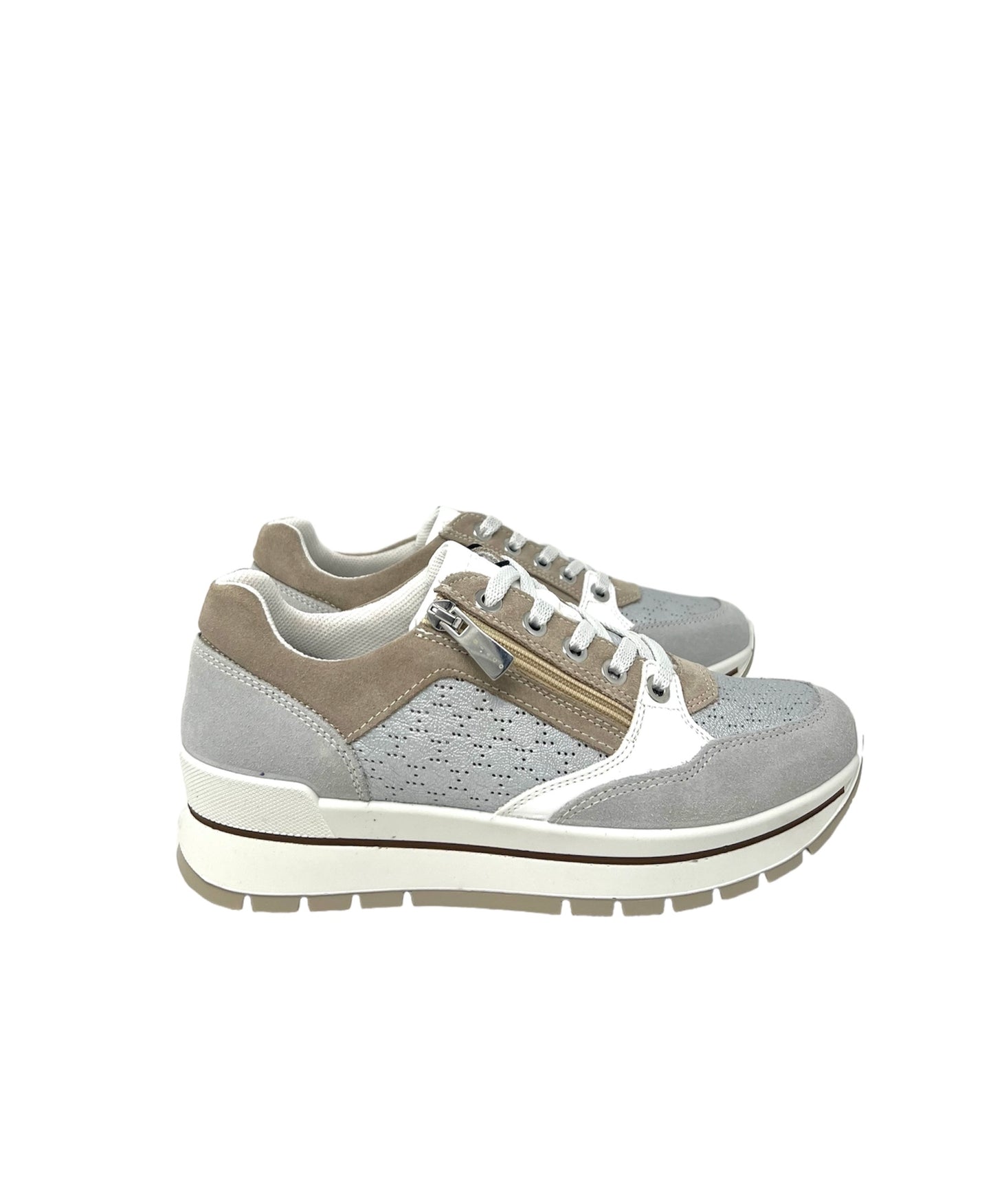 Sneaker zip laterale scamosciata metal cristal argento - 5662144