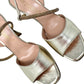 Sandalo multistrass laminato platino -E23842