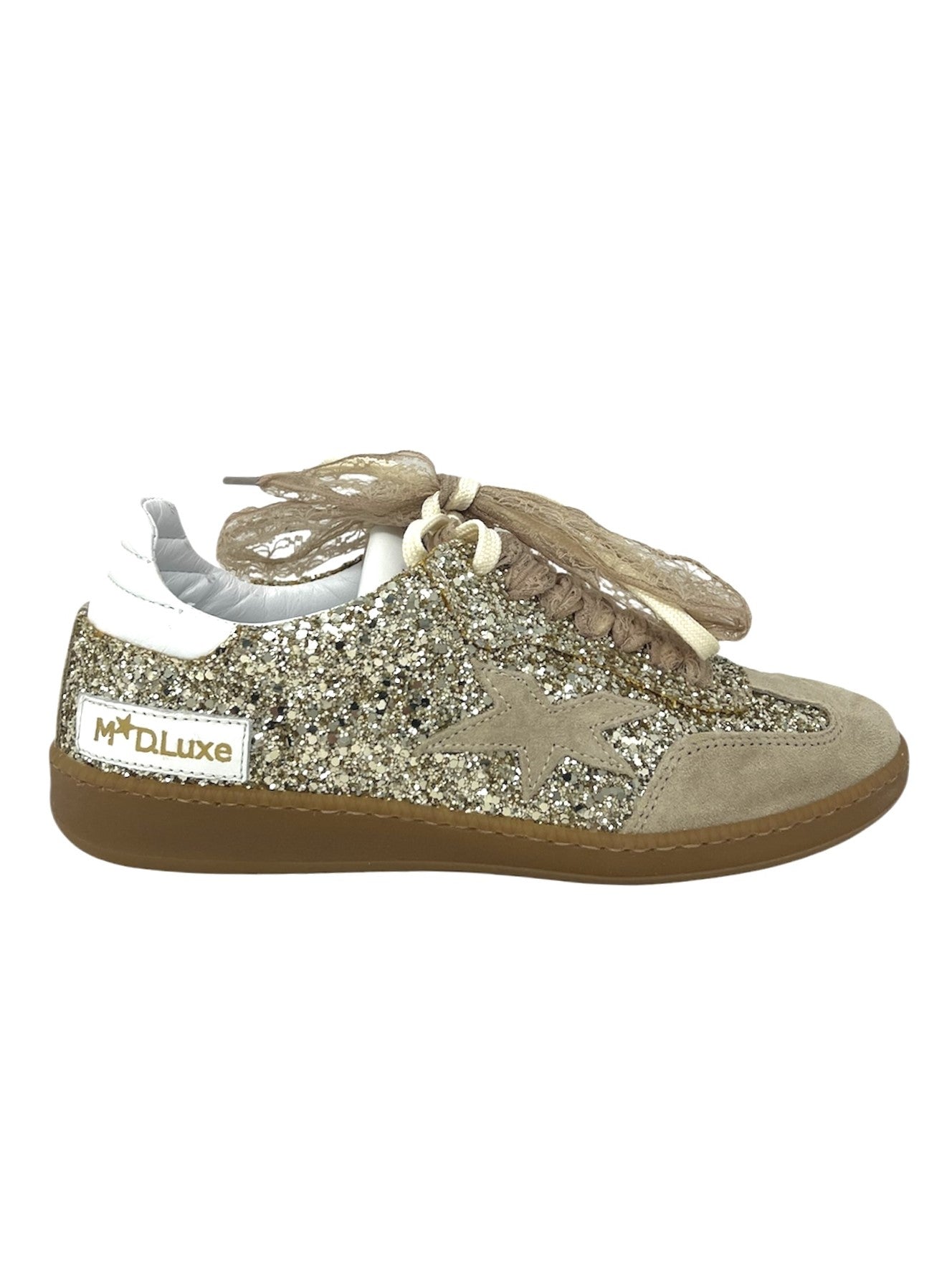 Sneakers gold doppio laccio in pizzo -526PR
