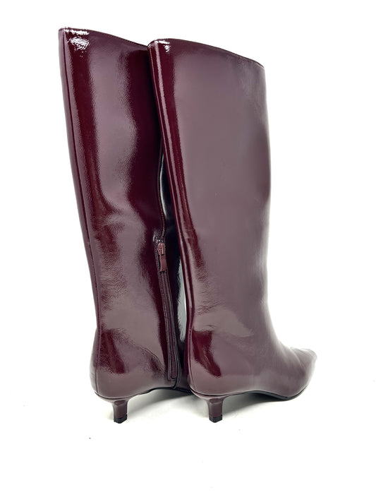 Stivale kitten heels borgogna lucido -GY439