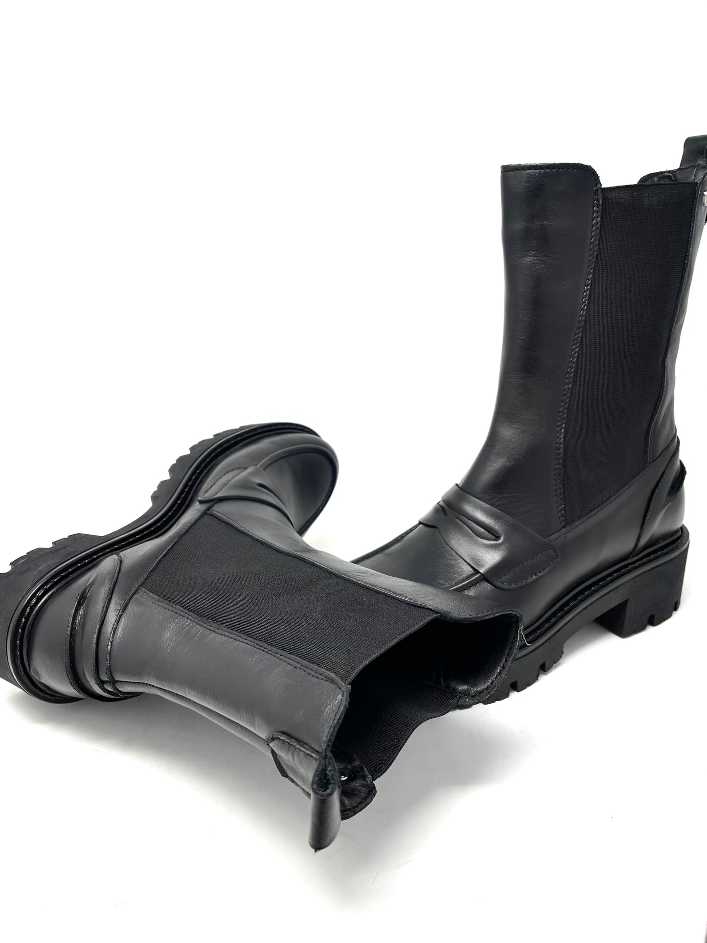 Stivali chelsea in vitello nero elastici -GIULBE