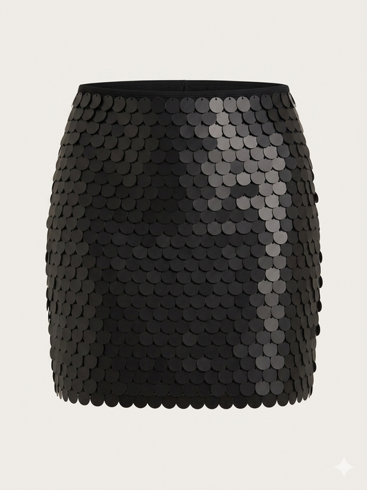 Gonna paillettes nera GLAMOROUS - V_KA7334