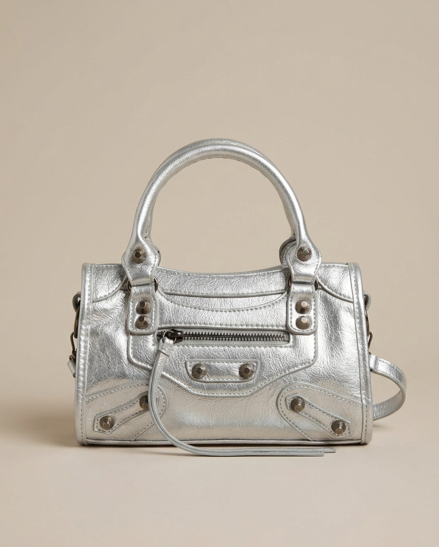 Borsa argento con borchie v_BOR010