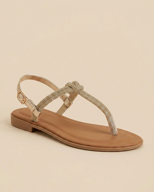 Sandalo infradito flat strass platino - V_LIDO669