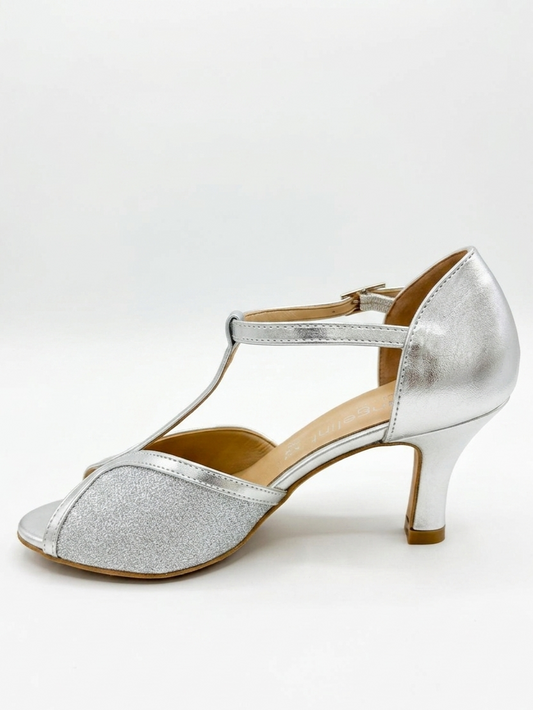 Scarpa da ballo silver con inserti glitter - V_9280SI