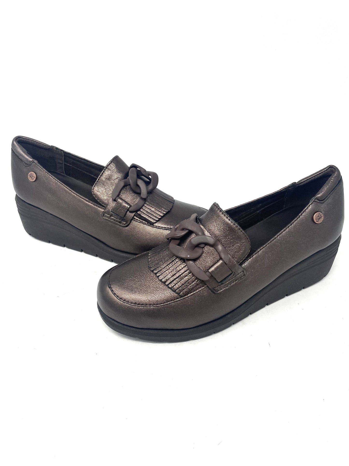 Mocassino con zeppa frangia e accessorio Cacao - K55272C