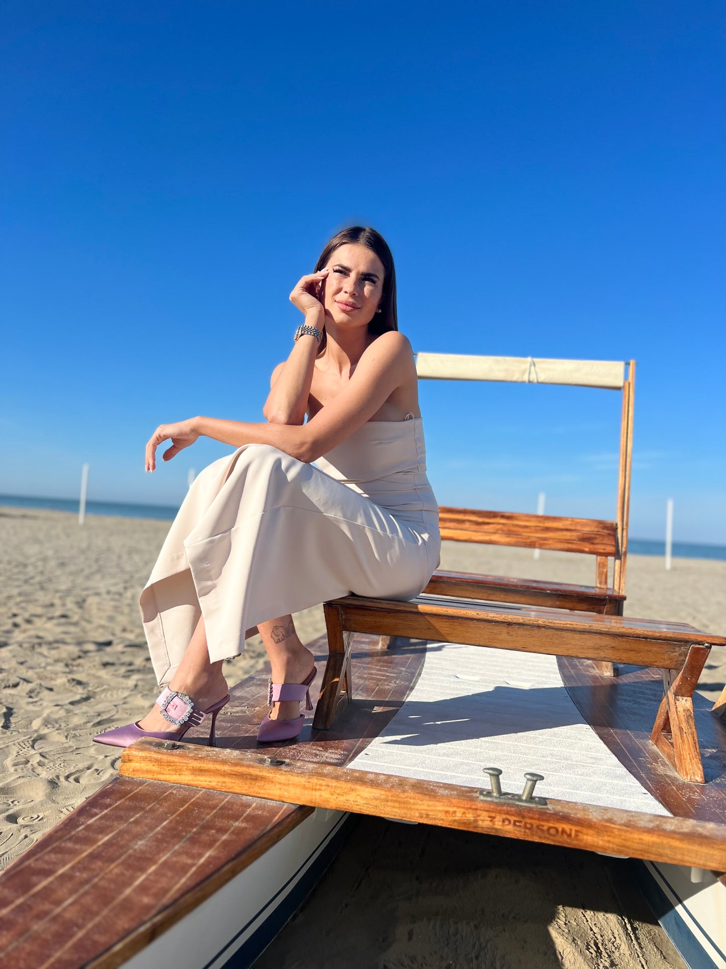 Slingback in raso malva con accessorio Amy - ALENA10