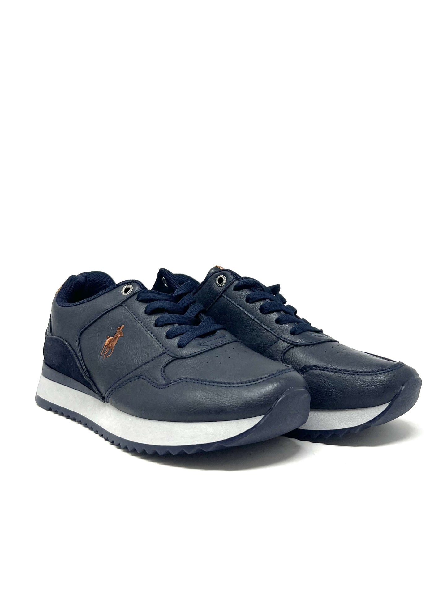 Sneaker ecopelle lacci blu - 1999BL