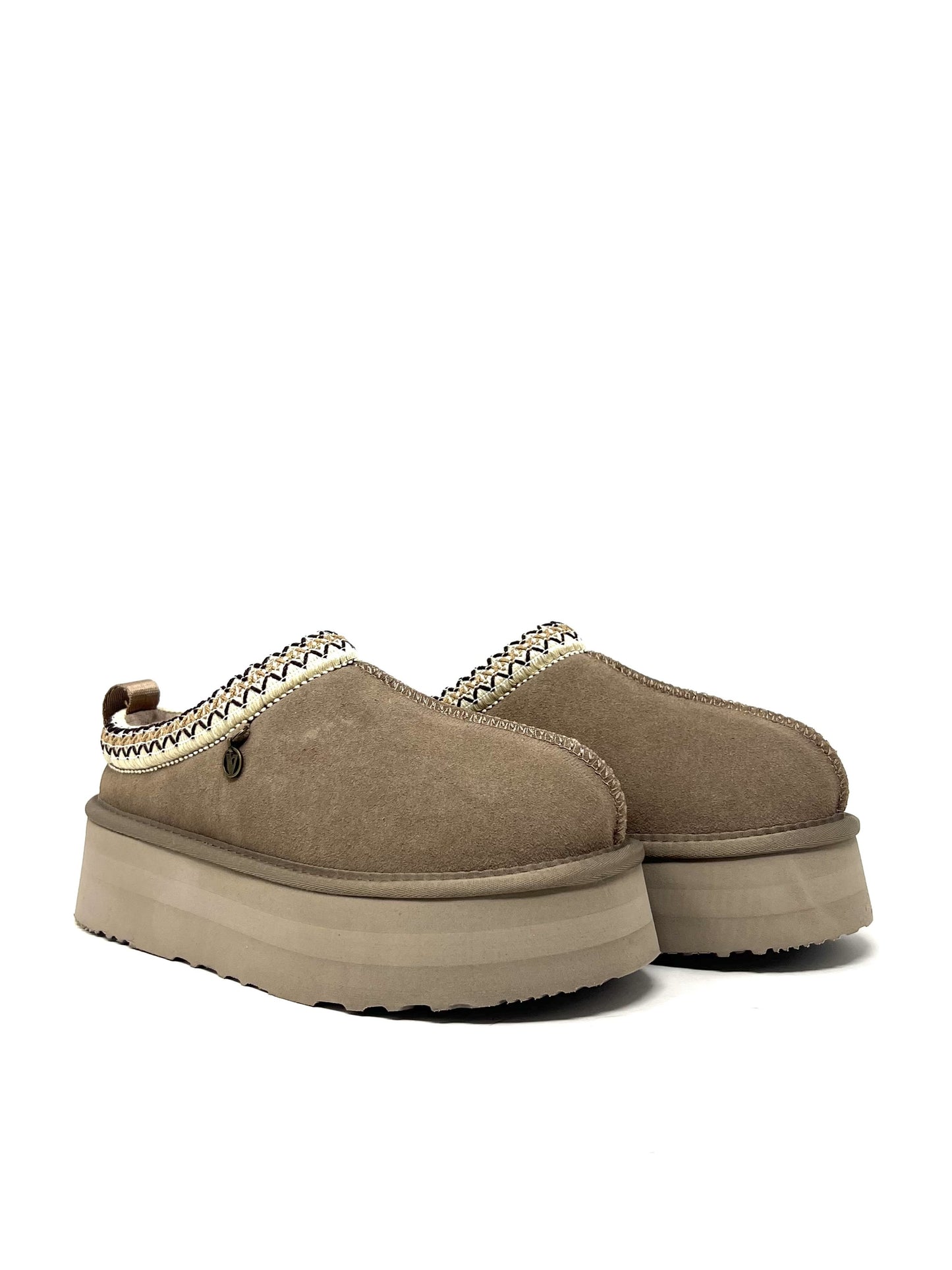 Slippers con ricamo suede taupe - 41150T