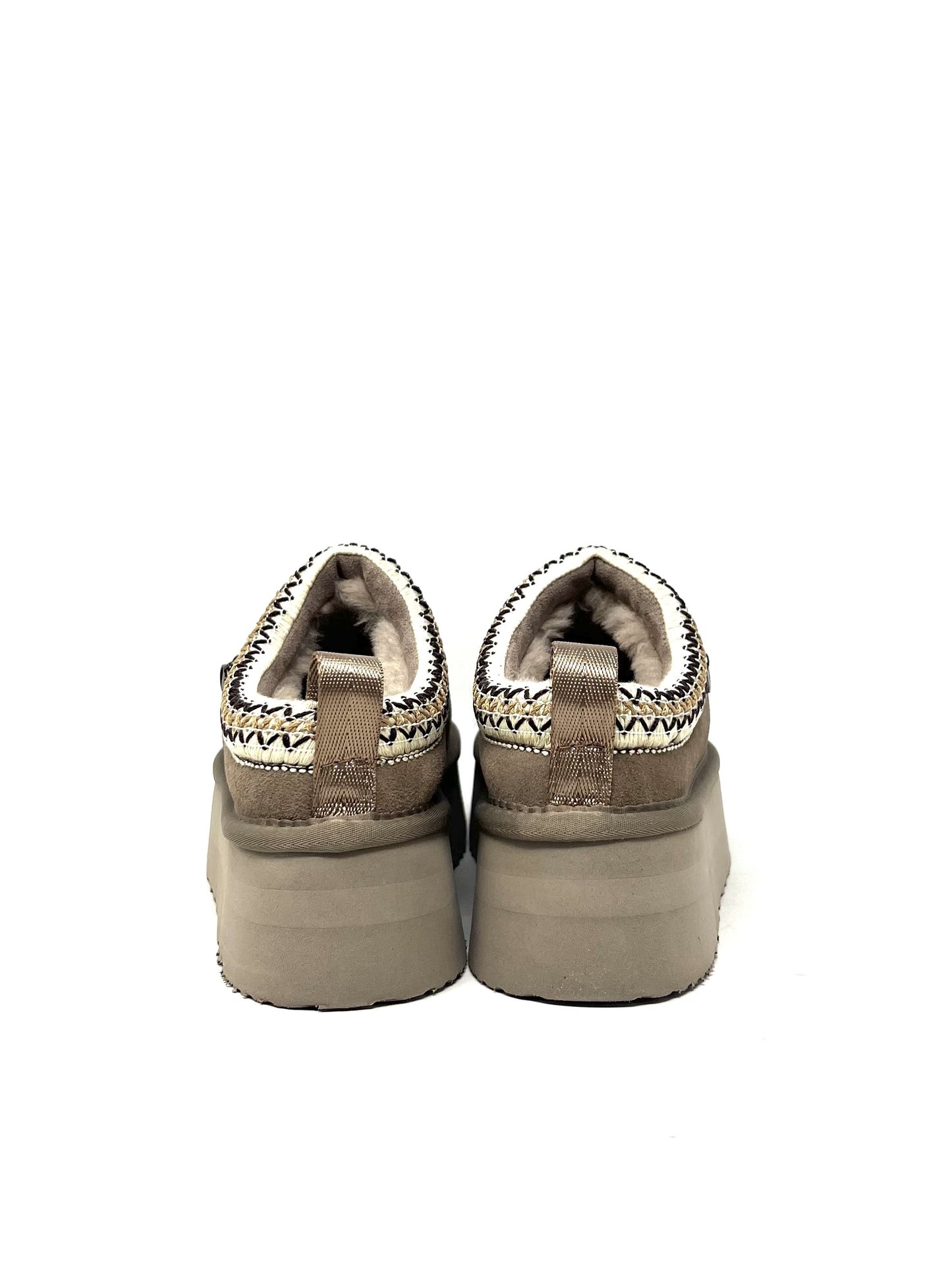Slippers con ricamo suede taupe - 41150T