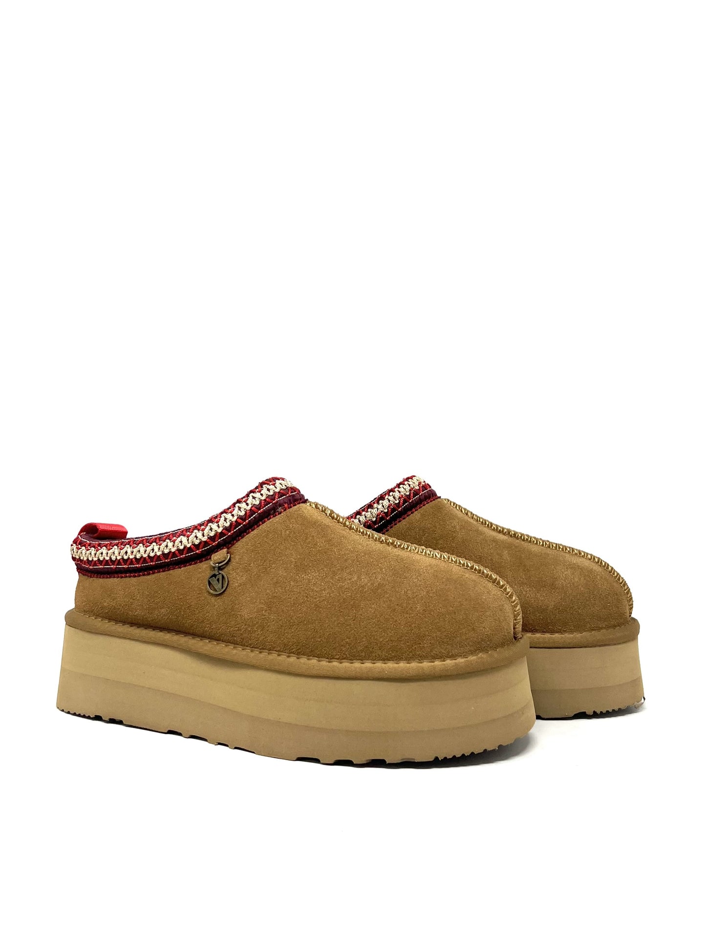 Slippers con ricamo suede camel - 41150C