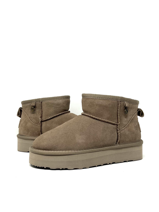 Scarponcino con pelo camoscio taupe - 41121T