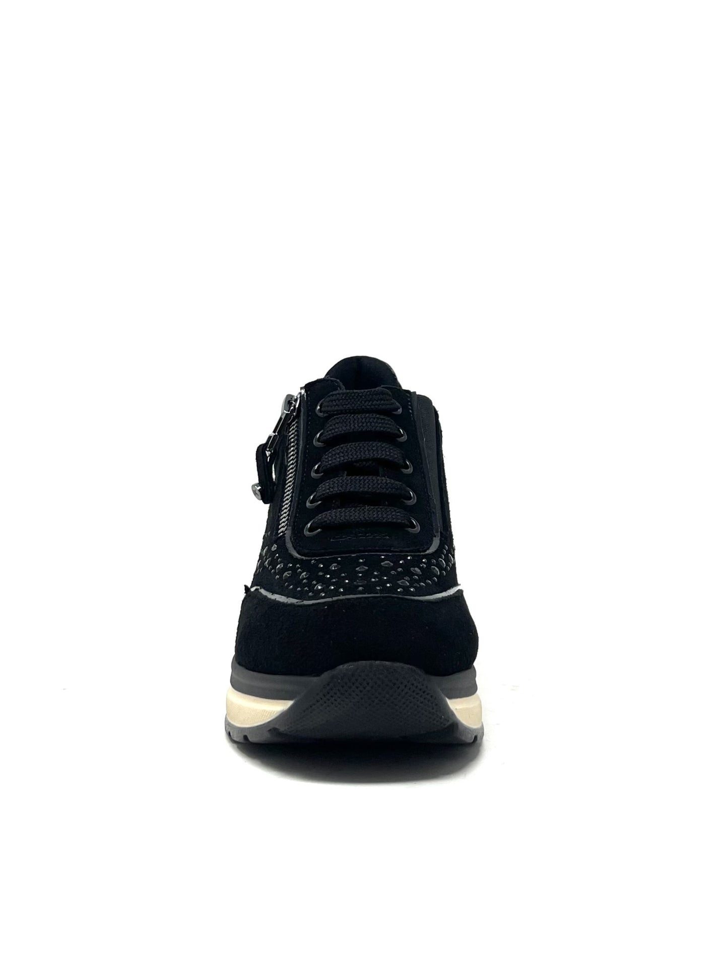 Sneaker su zeppa strass nero - R25563