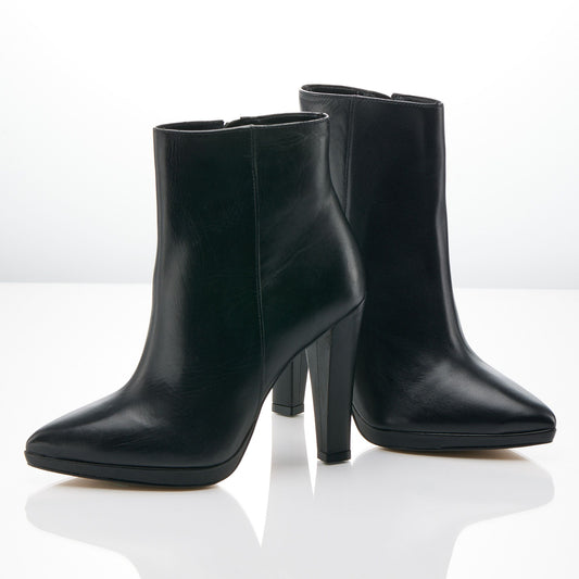 Tronchetto tacco e plateau in vitello nero - 1969ANE