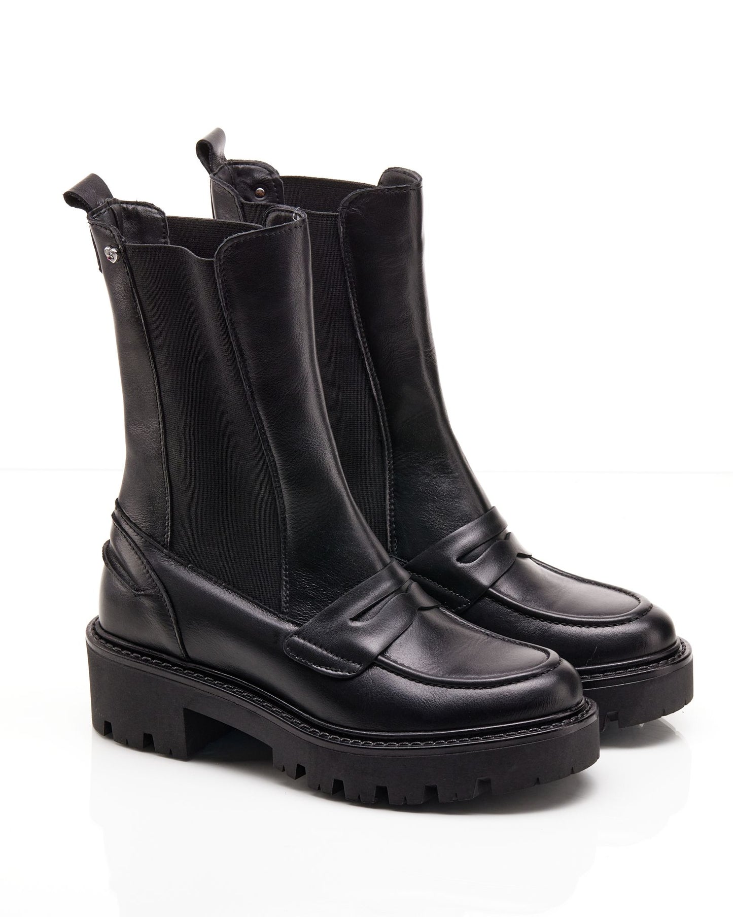 Stivali chelsea in vitello nero elastici -GIULBE