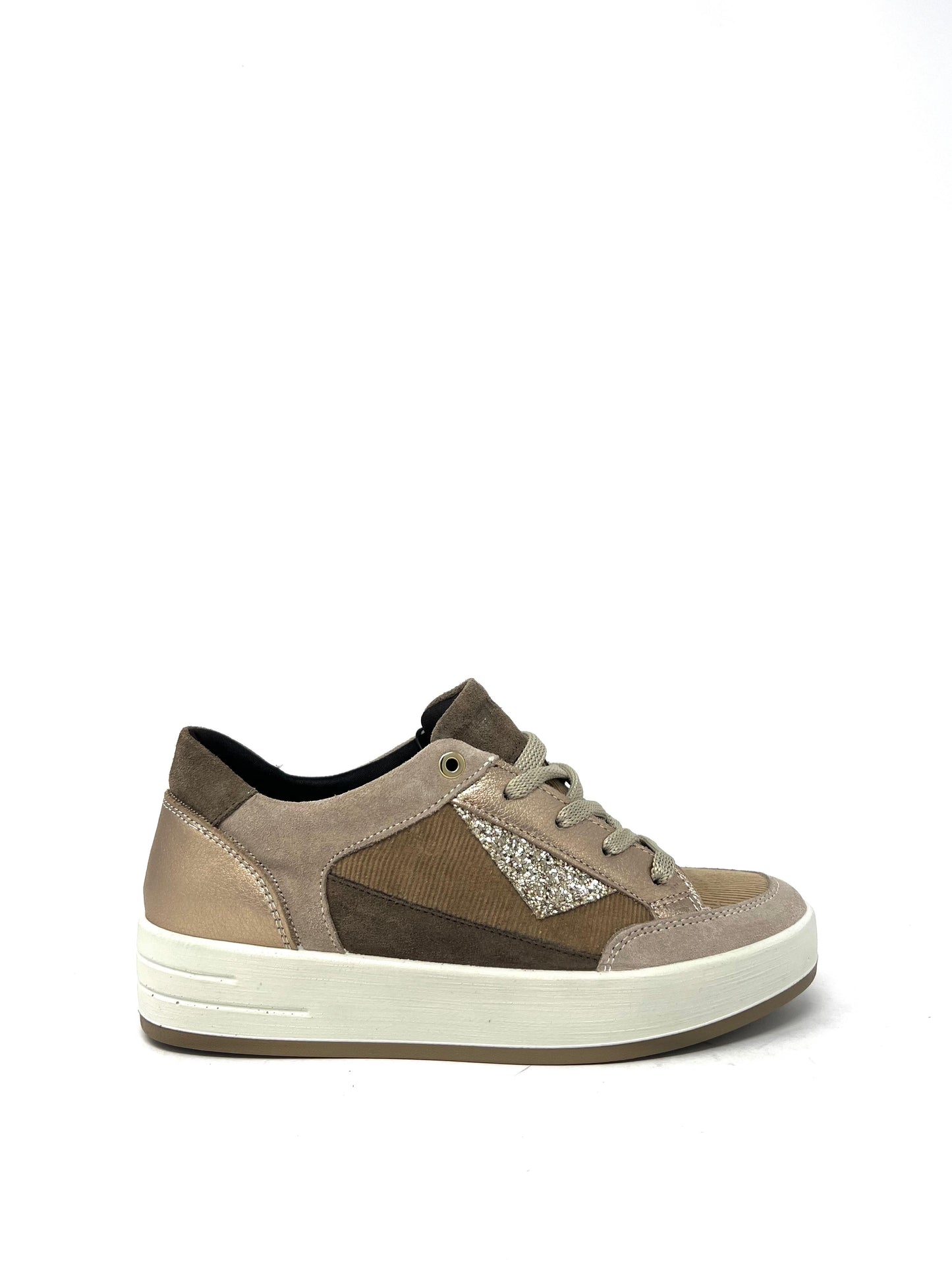 Sneaker zip laterale scamosciato velluto beige -6668711