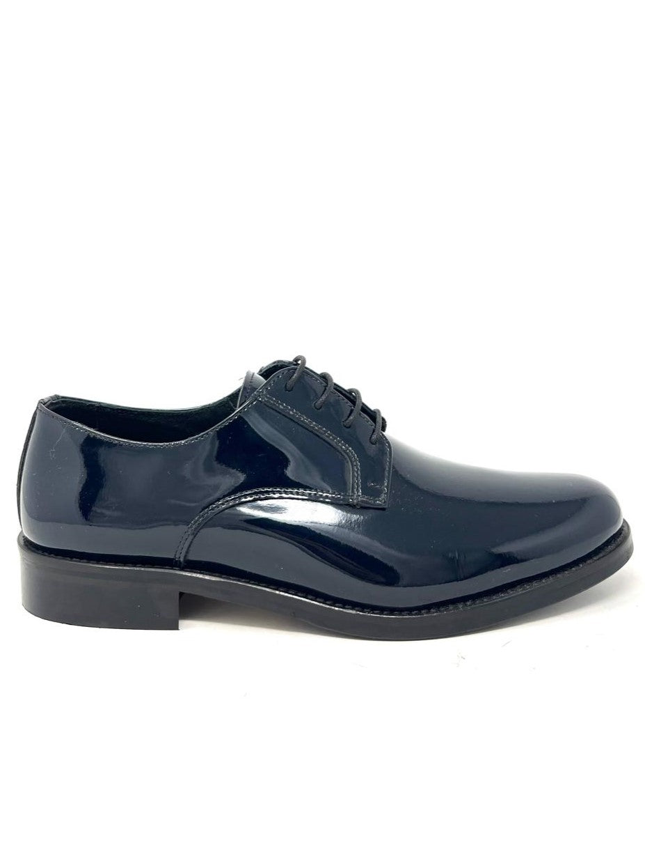 Scarpa elegante derby uomo vernice blu lucida -B7CDERV