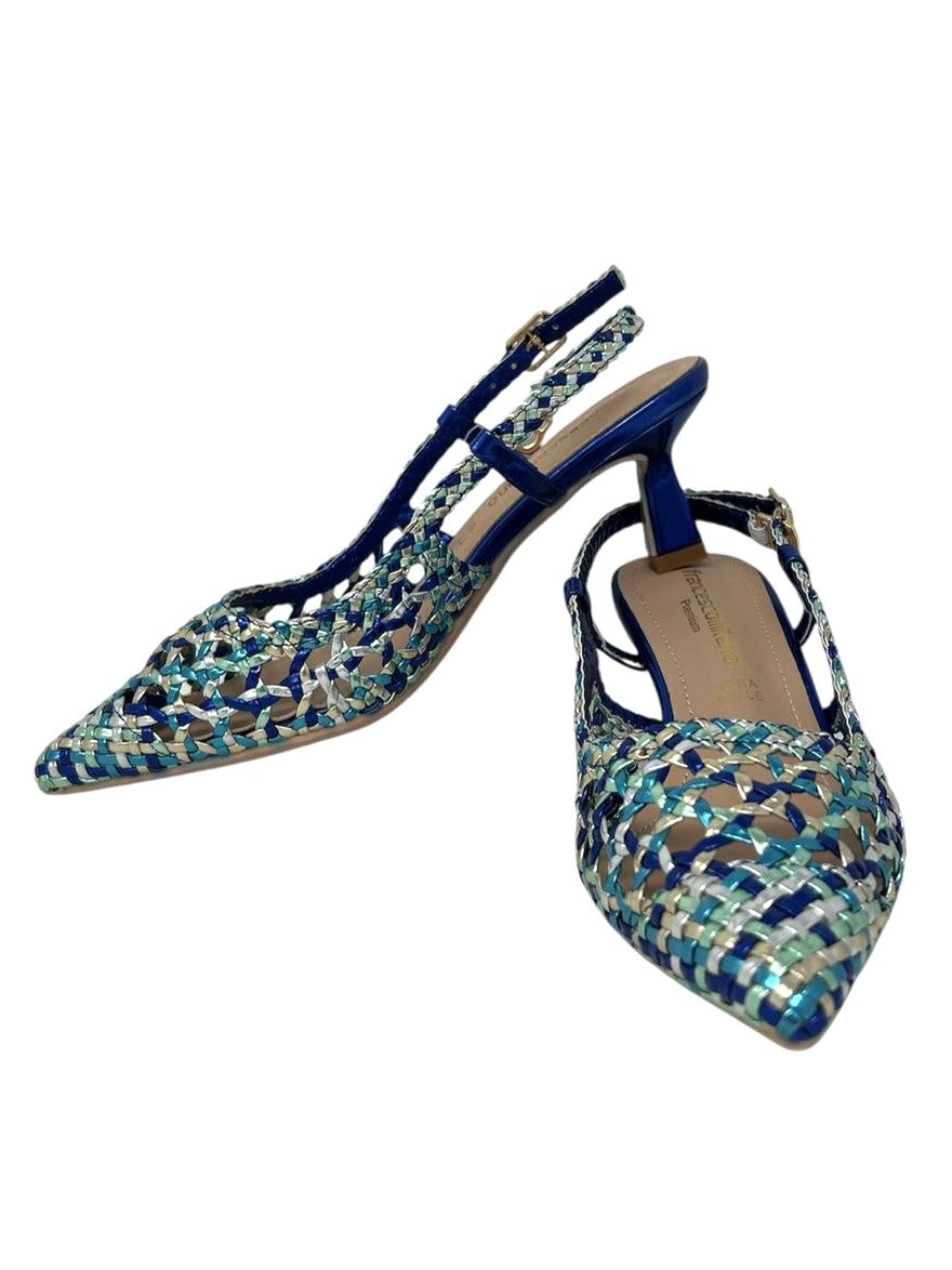 Decollete' slingback intrecciata blu - E0601PM