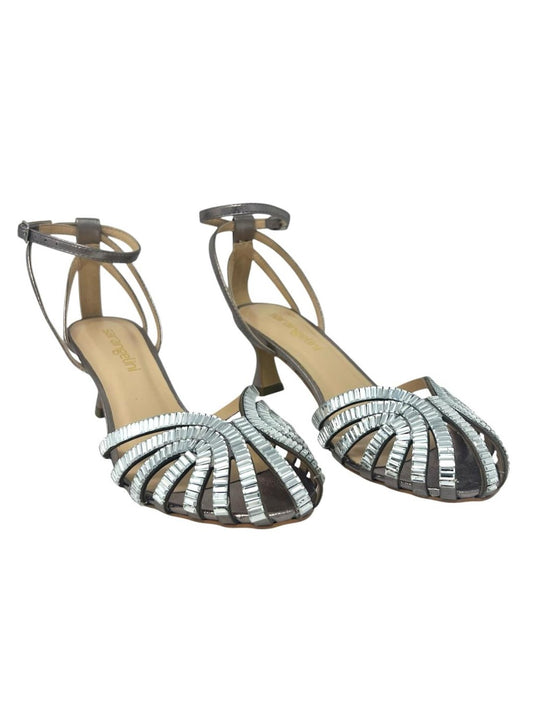 Decolletè argento strass con cinturino - 2030DDE