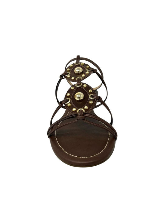 Sandalo basso marrone con accessorio oro - 2563CMA