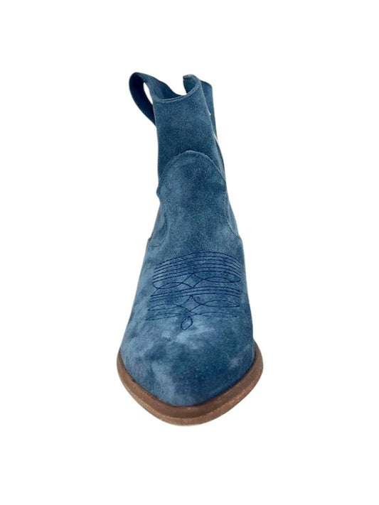 Texani in jeans con ricamo camoscio - 2083